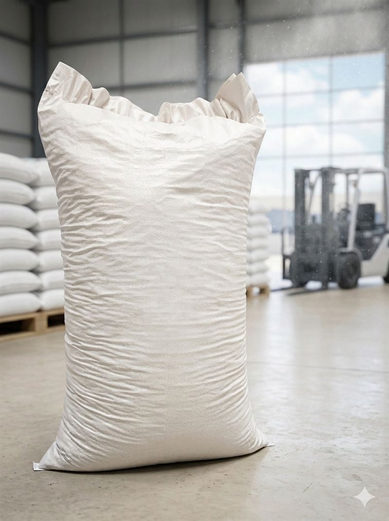Bulk bag of free flow salt in a warehouse